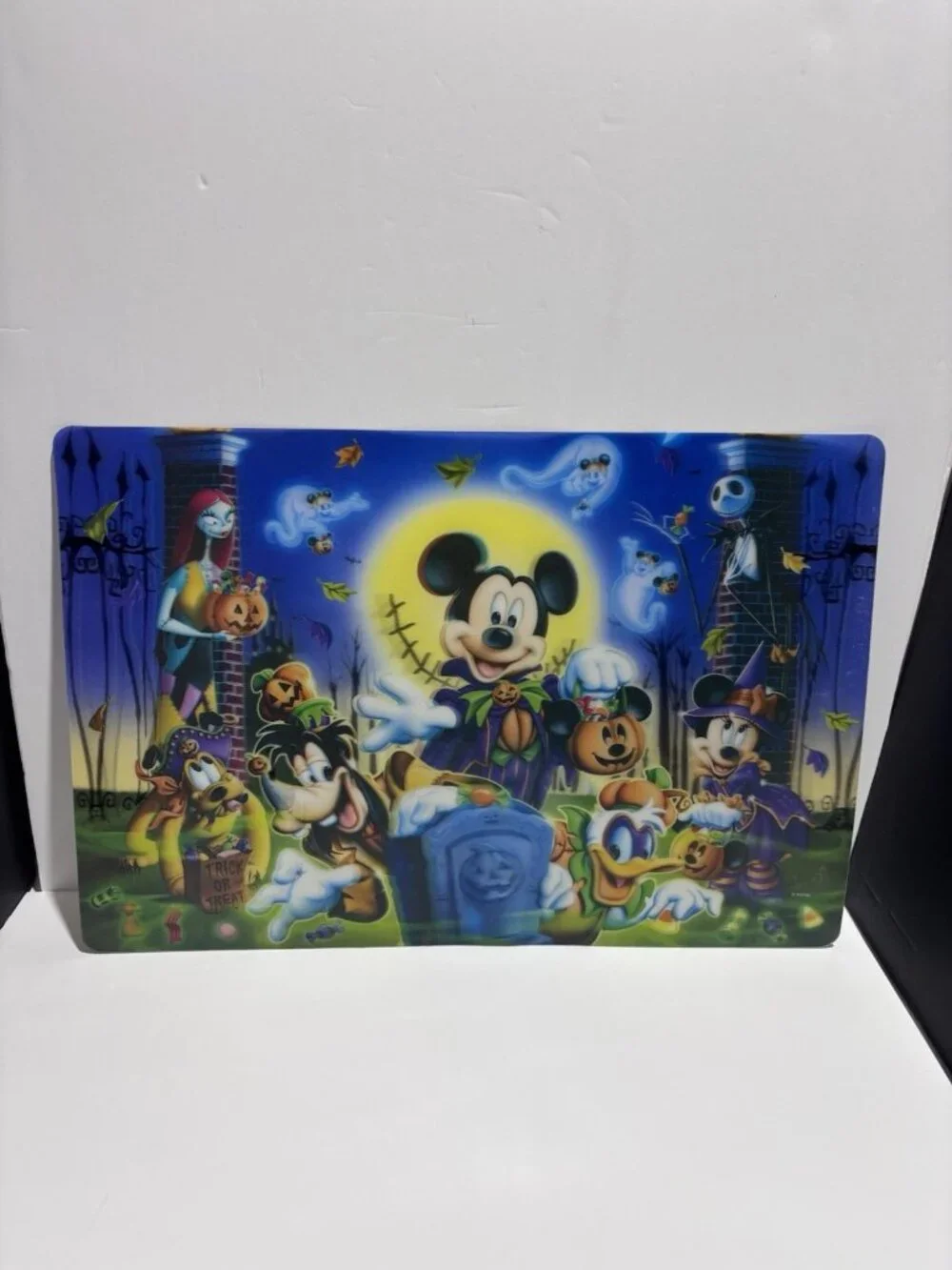 3 Vintage Disney Mickey Halloween Lenticular 3D Holographic Vinyl Placemats.